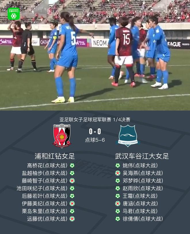 武汉女足点球胜浦和进亚冠四强，陈晨扑两球。